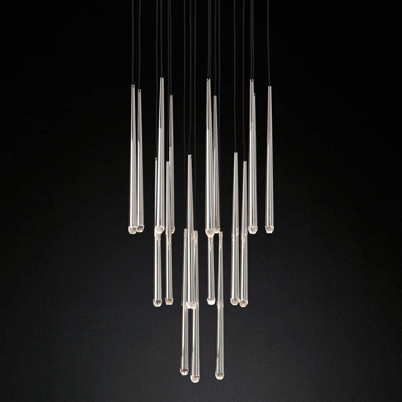 Larry Chandelier Crystal Brass Blackened Silver Staircase-Neutral Decor