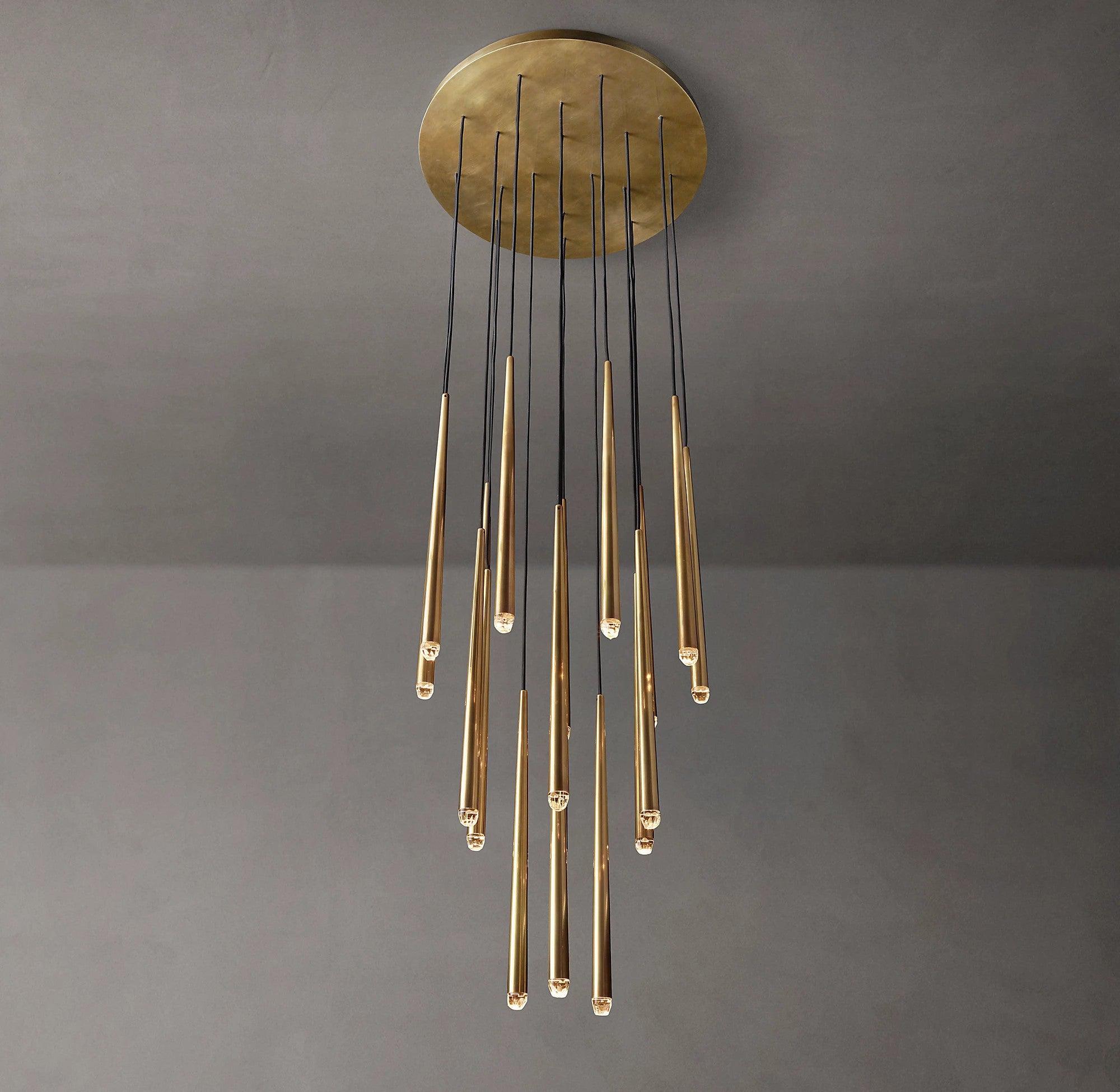 Chandelier Crystal Shade Brass Blackened Silver Luxe  Staircase