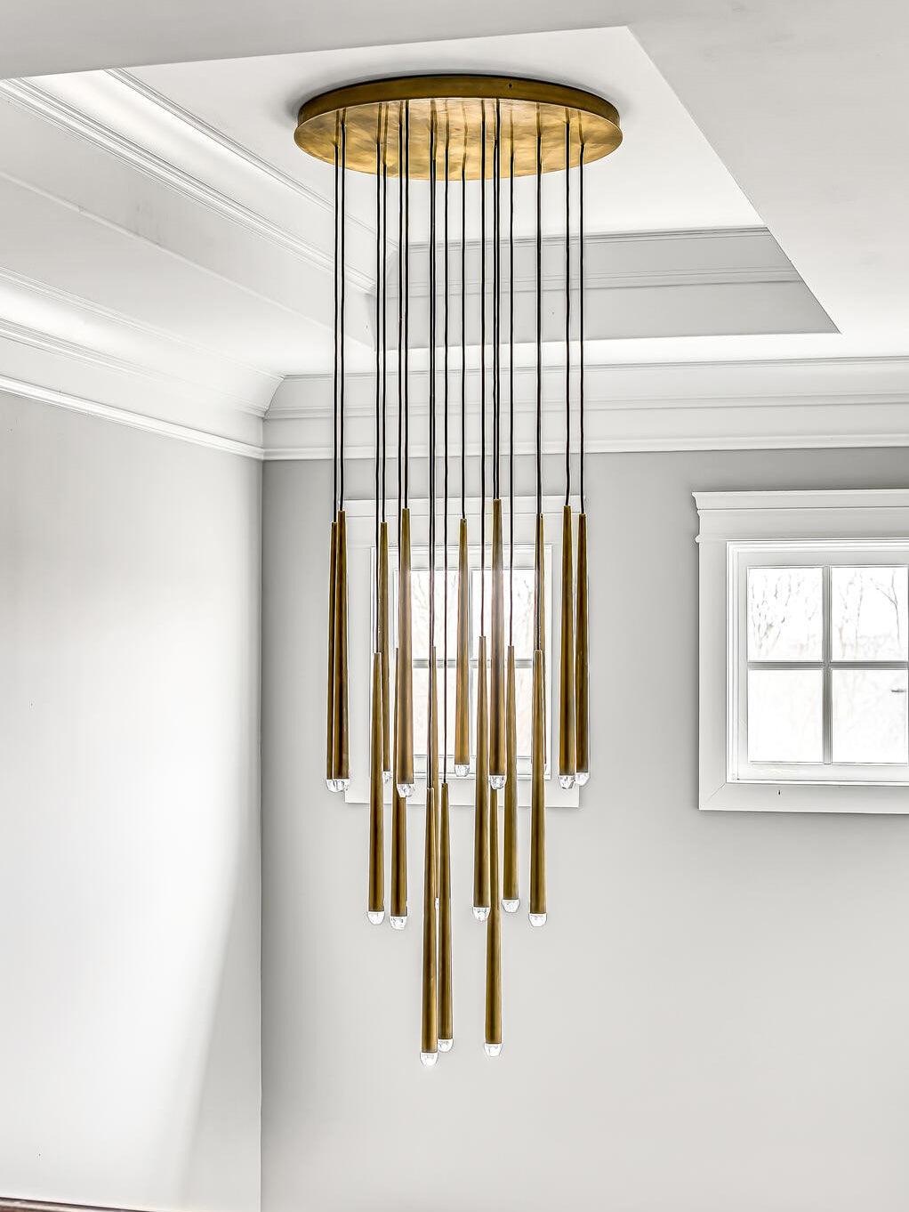 Larry Chandelier Crystal Brass Blackened Silver Staircase-Neutral Decor