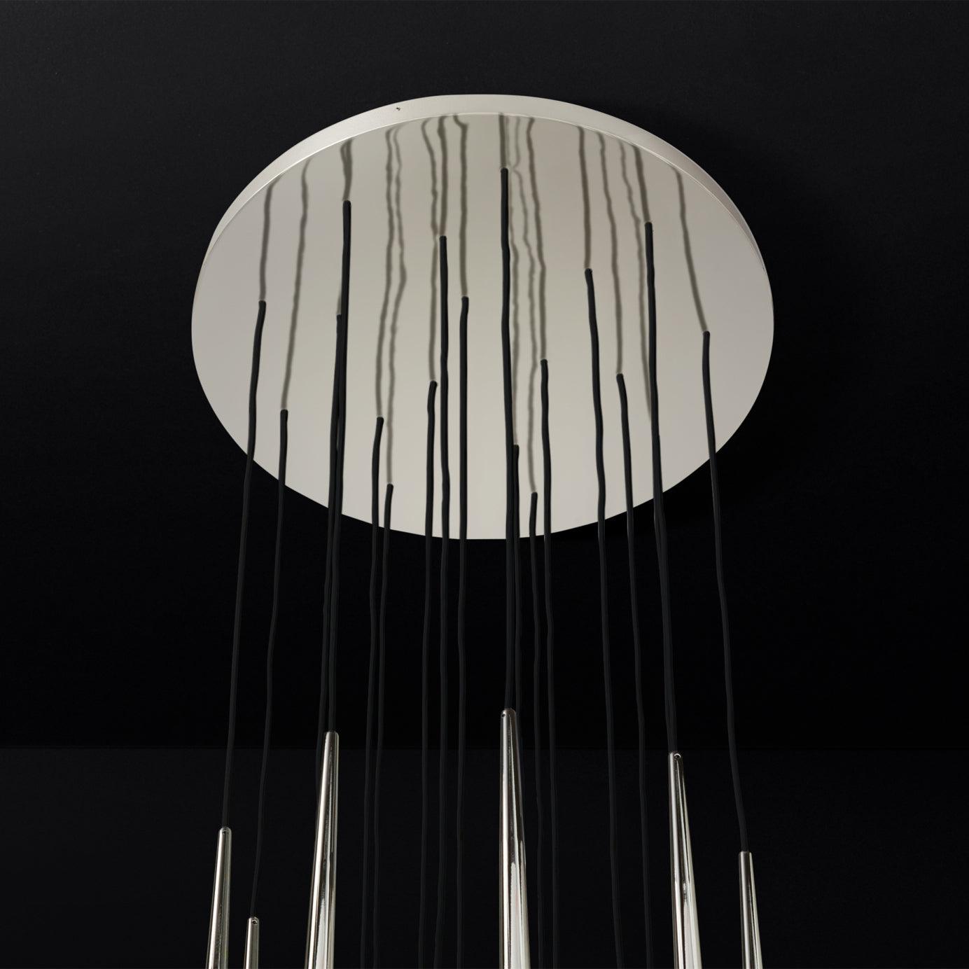 Chandelier Crystal Shade Brass Blackened Silver Luxe  Staircase