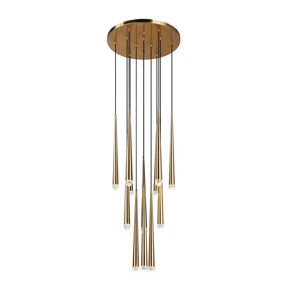 Chandelier Crystal Shade Brass Blackened Silver Luxe  Staircase
