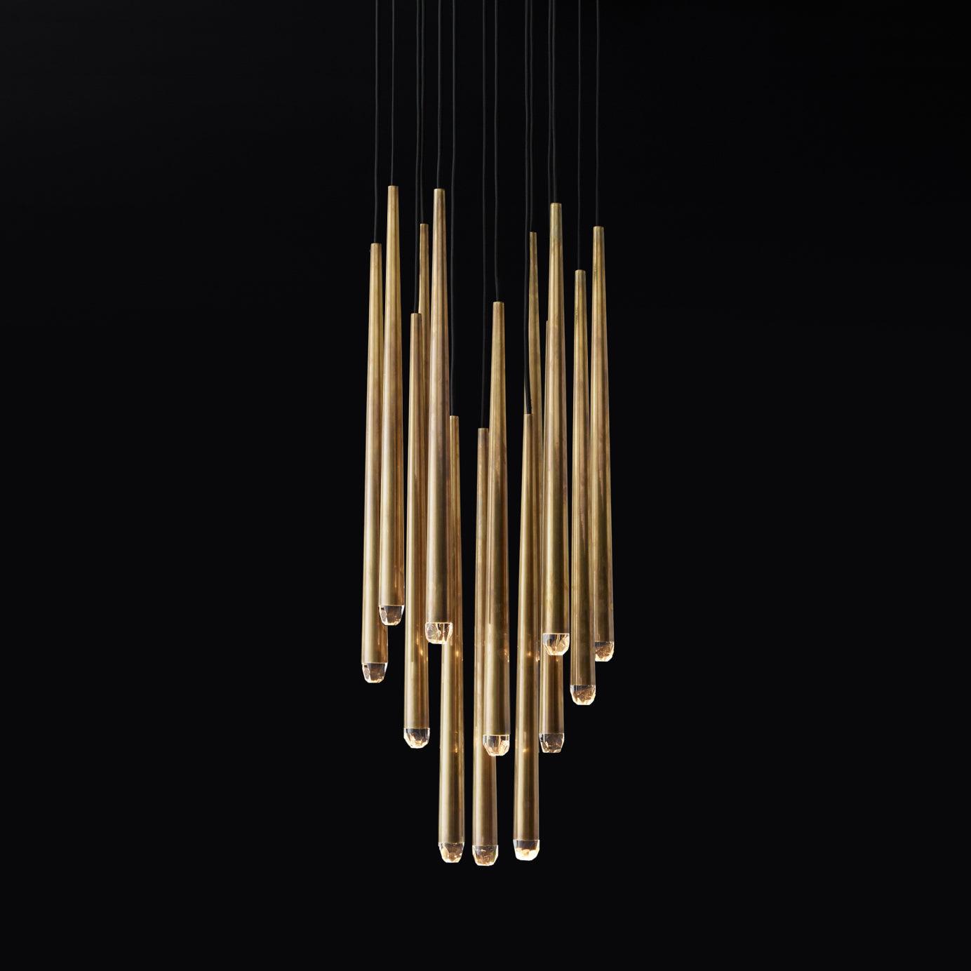 Chandelier Crystal Shade Brass Blackened Silver Luxe  Staircase