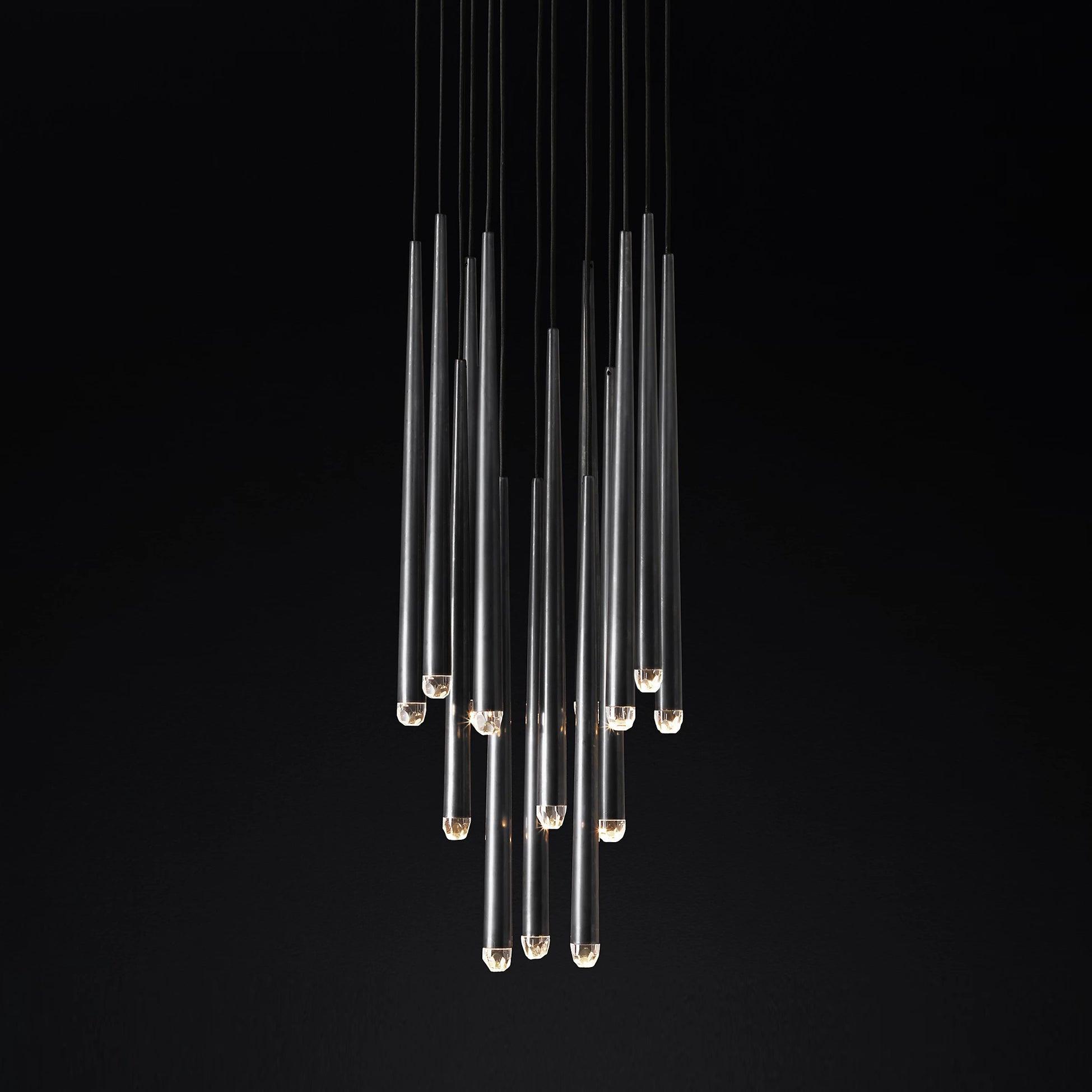 Larry Chandelier Crystal Brass Blackened Silver Staircase-Neutral Decor