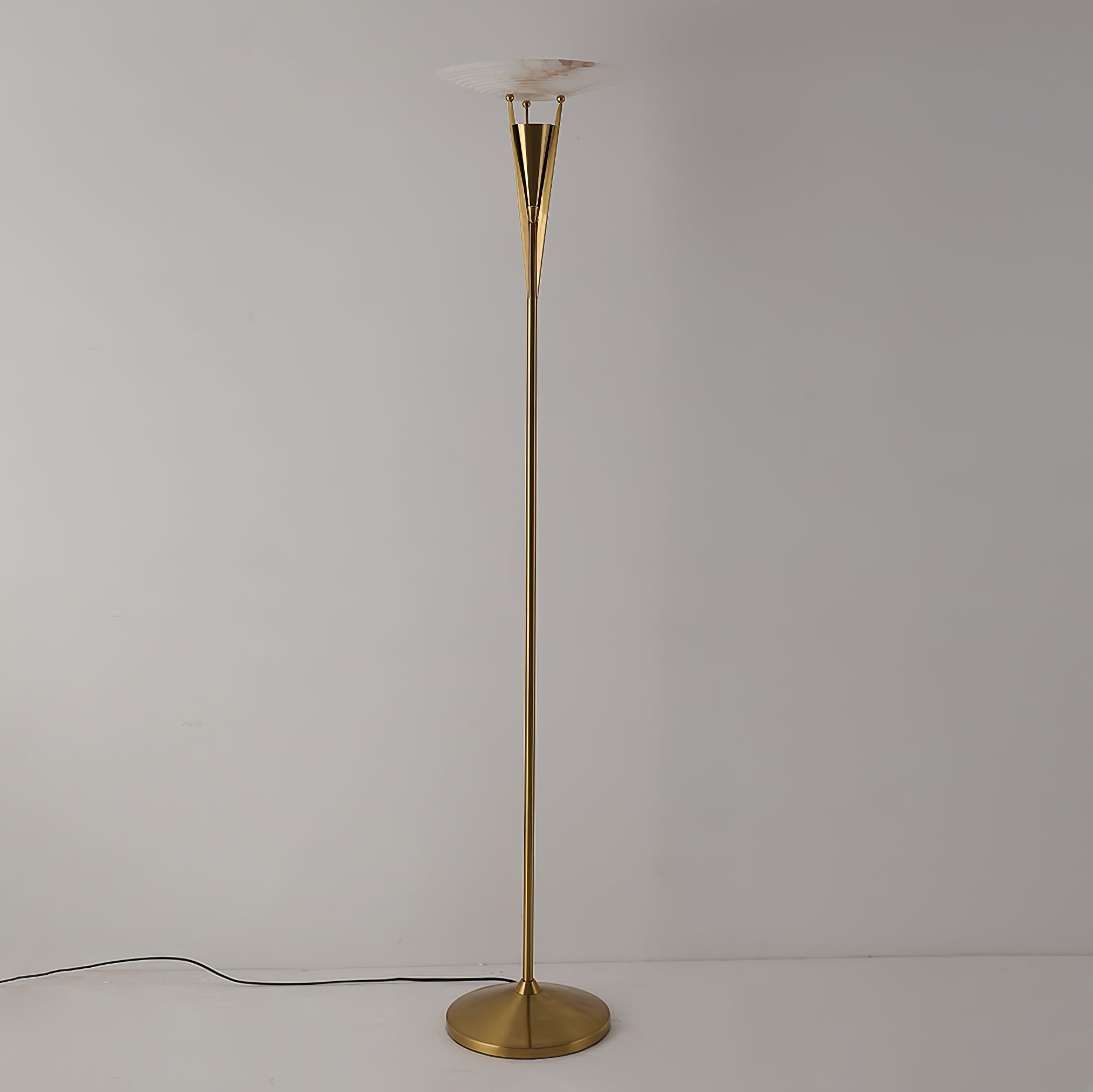 Veloros Cone Alabaster Floor Lamp-Neutral Decor