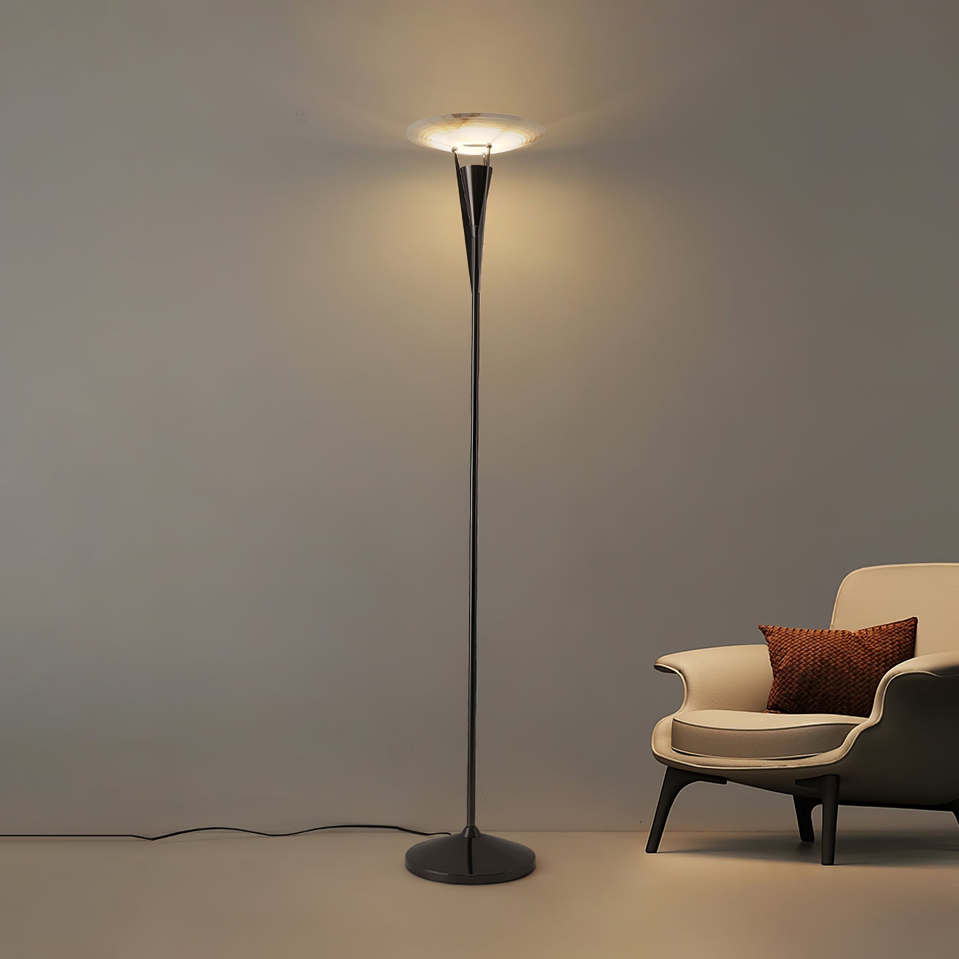 Veloros Cone Alabaster Floor Lamp-Neutral Decor