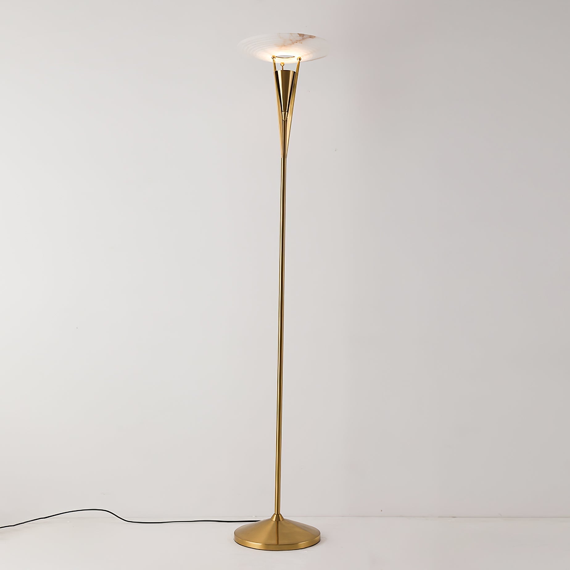 Veloros Cone Alabaster Floor Lamp-Neutral Decor