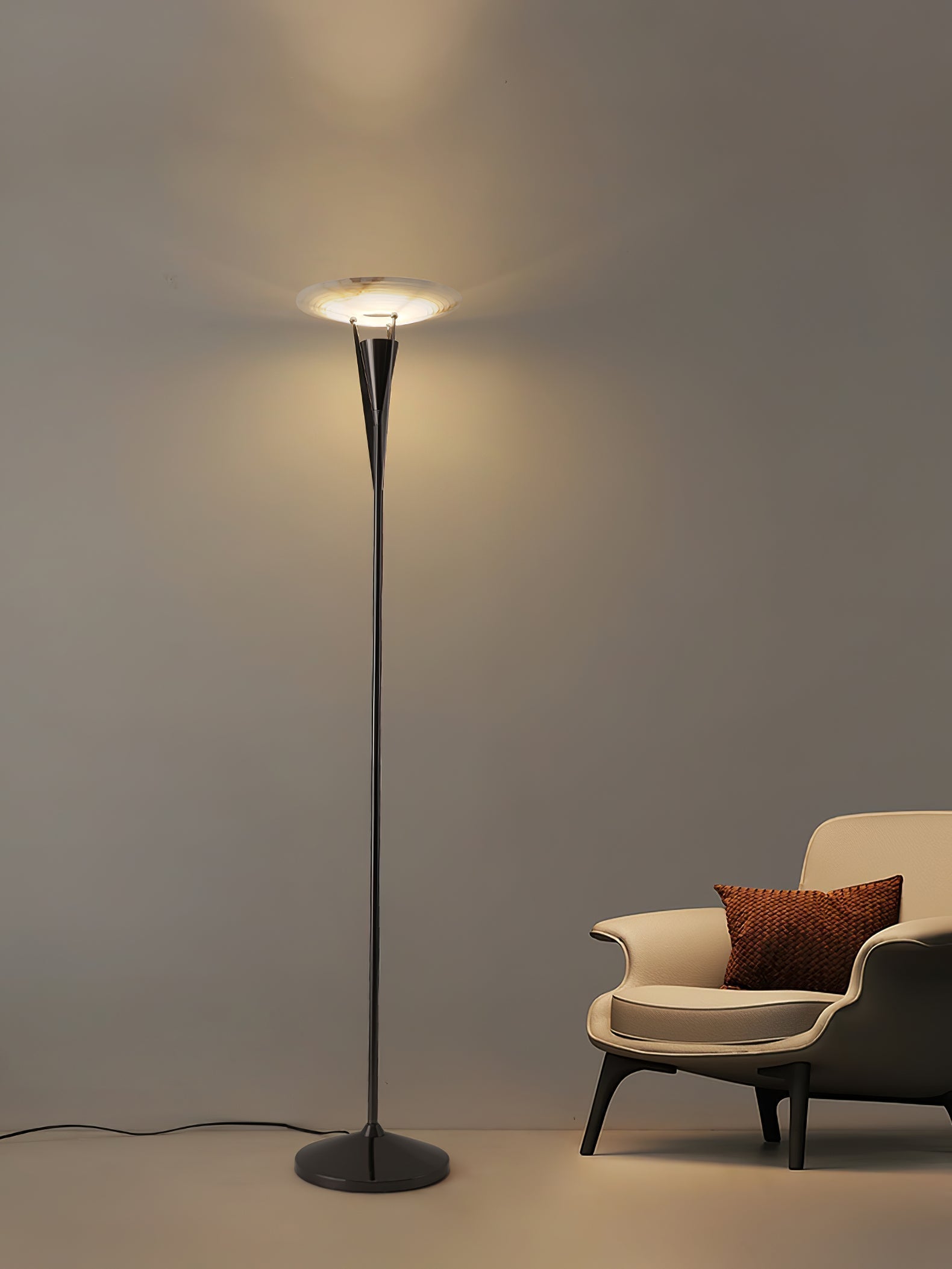 Veloros Cone Alabaster Floor Lamp-Neutral Decor