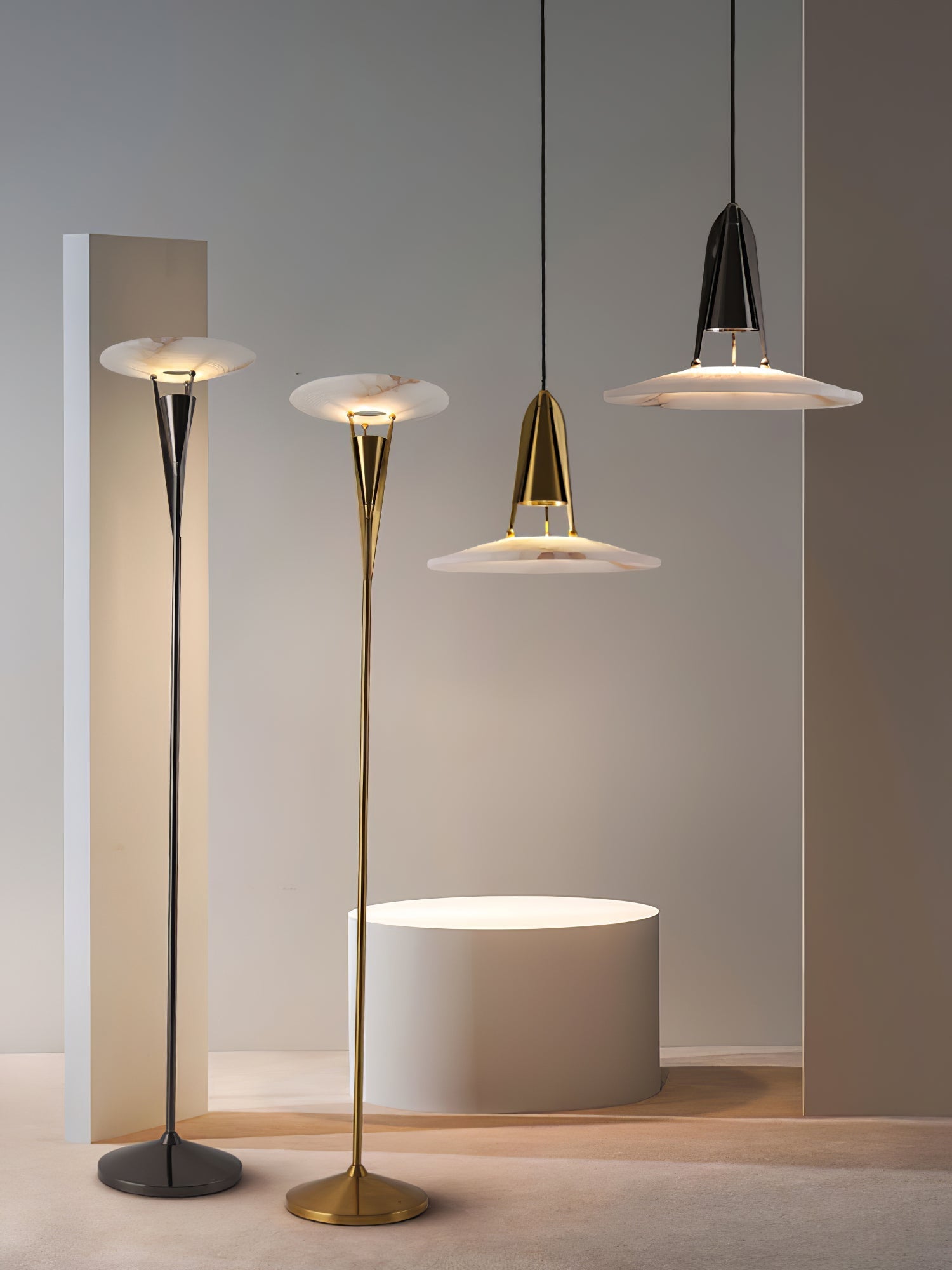 Veloros Cone Alabaster Floor Lamp-Neutral Decor