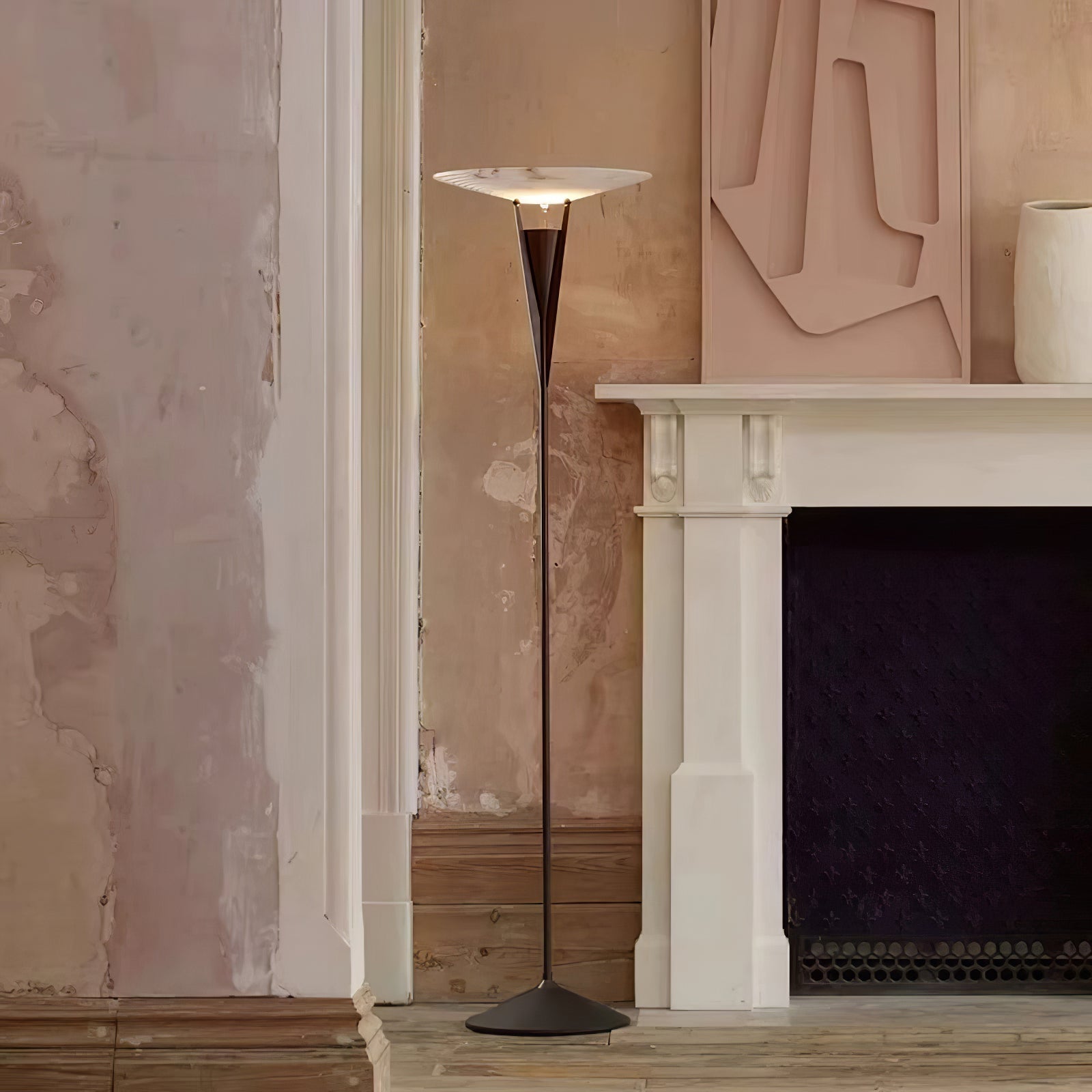 Veloros Cone Alabaster Floor Lamp-Neutral Decor