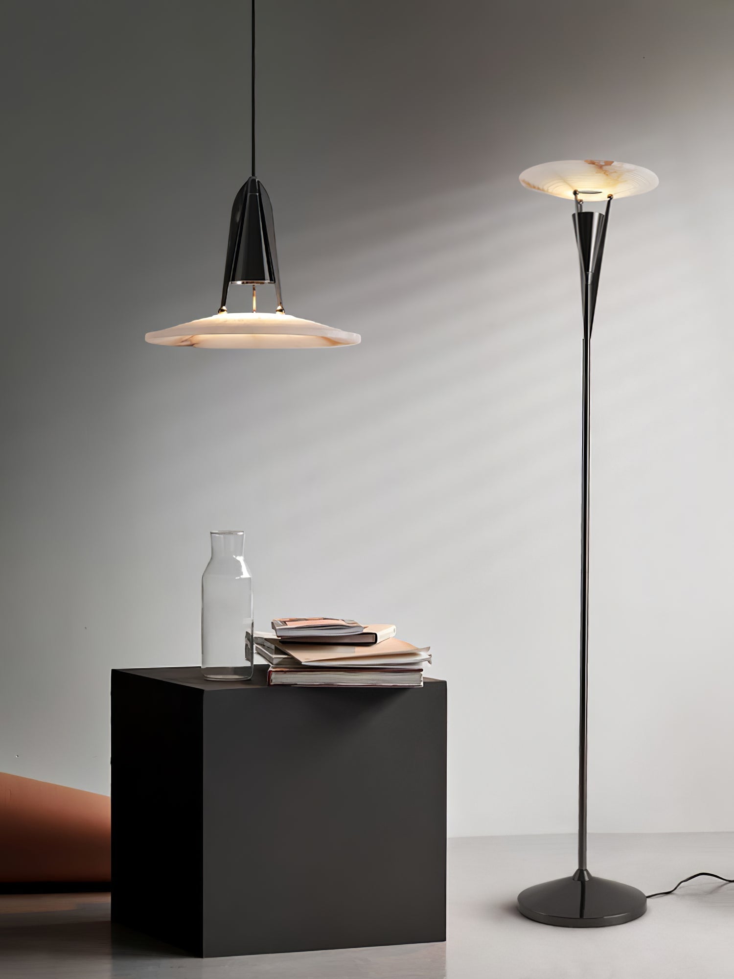 Veloros Cone Alabaster Floor Lamp-Neutral Decor