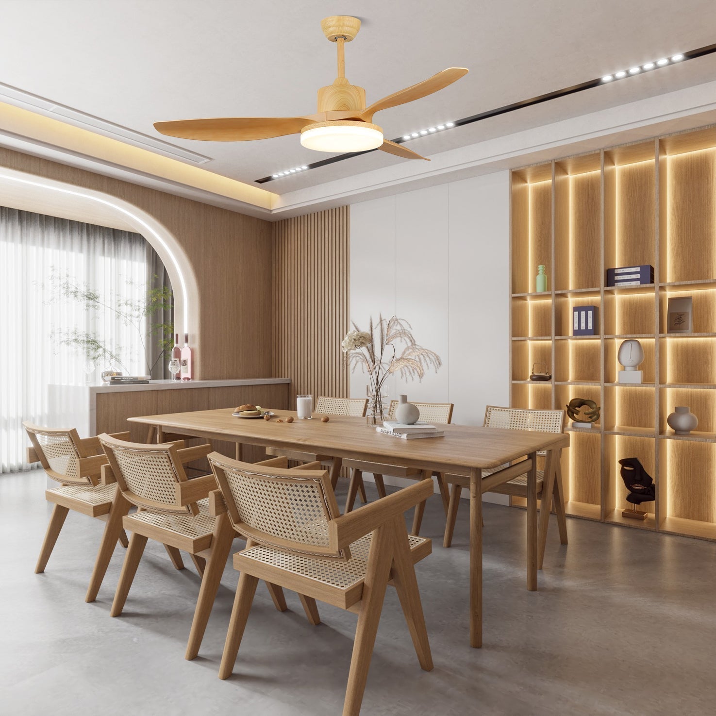 Arysen Minimalist Wood Ceiling Fan Light-Neutral Decor