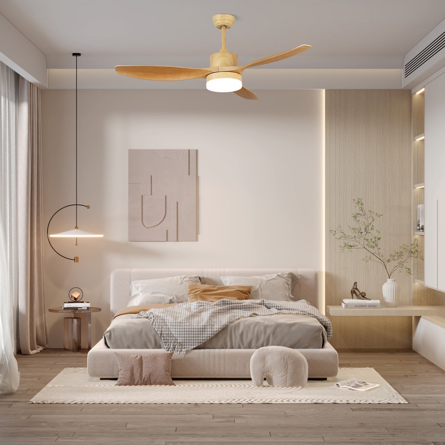 Arysen Minimalist Wood Ceiling Fan Light-Neutral Decor