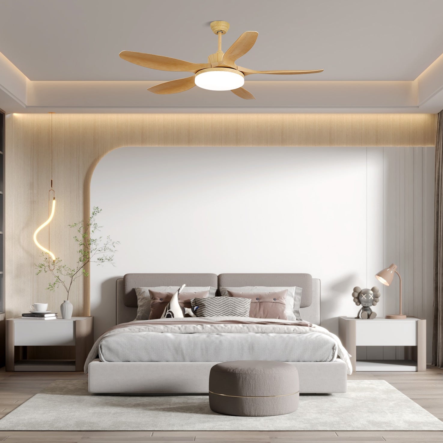 Arysen Minimalist Wood Ceiling Fan Light-Neutral Decor