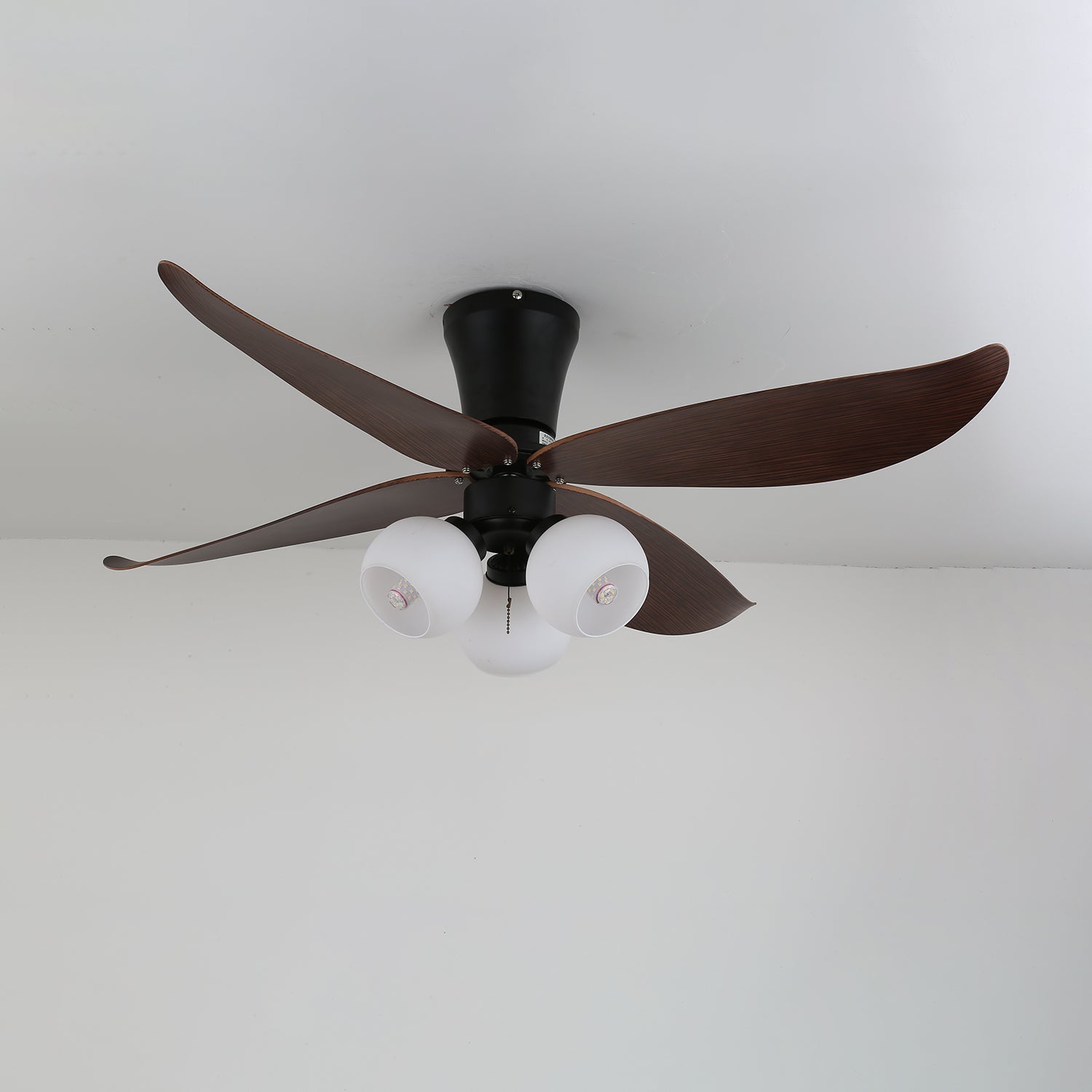 Lir Vintage Wood Glass Ceiling Fan Light-Neutral Decor