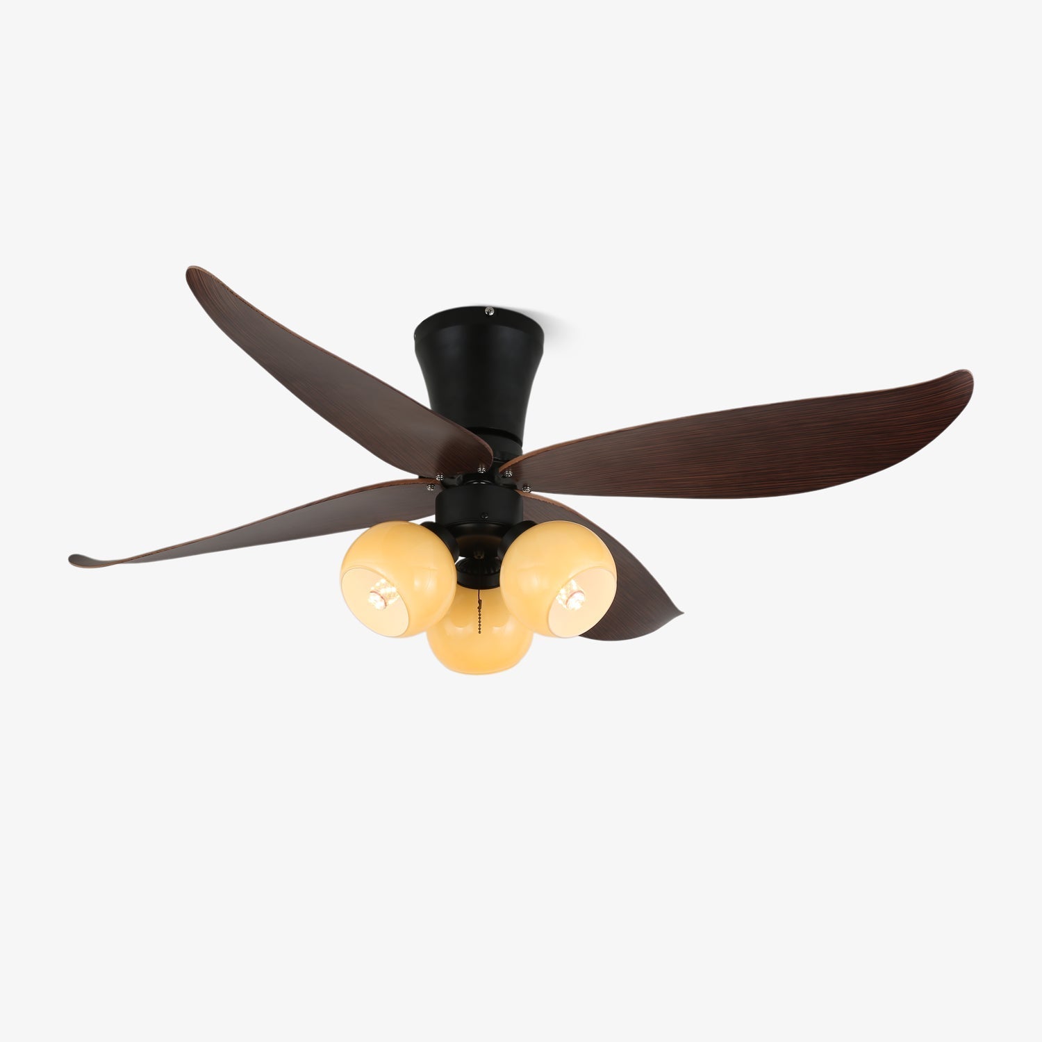 Lir Vintage Wood Glass Ceiling Fan Light-Neutral Decor