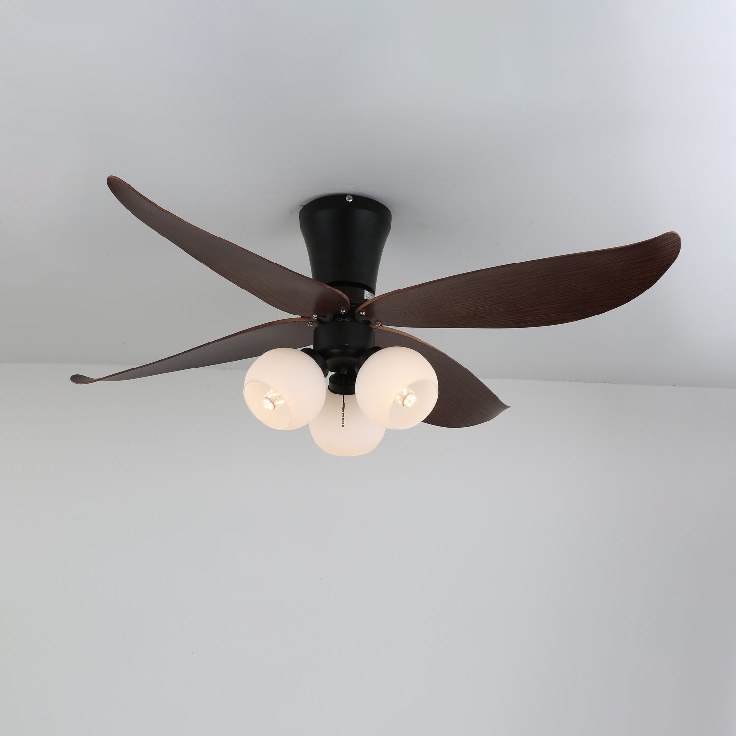Lir Vintage Wood Glass Ceiling Fan Light-Neutral Decor