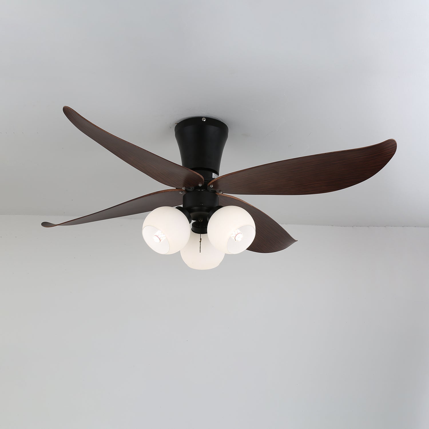 Lir Vintage Wood Glass Ceiling Fan Light-Neutral Decor