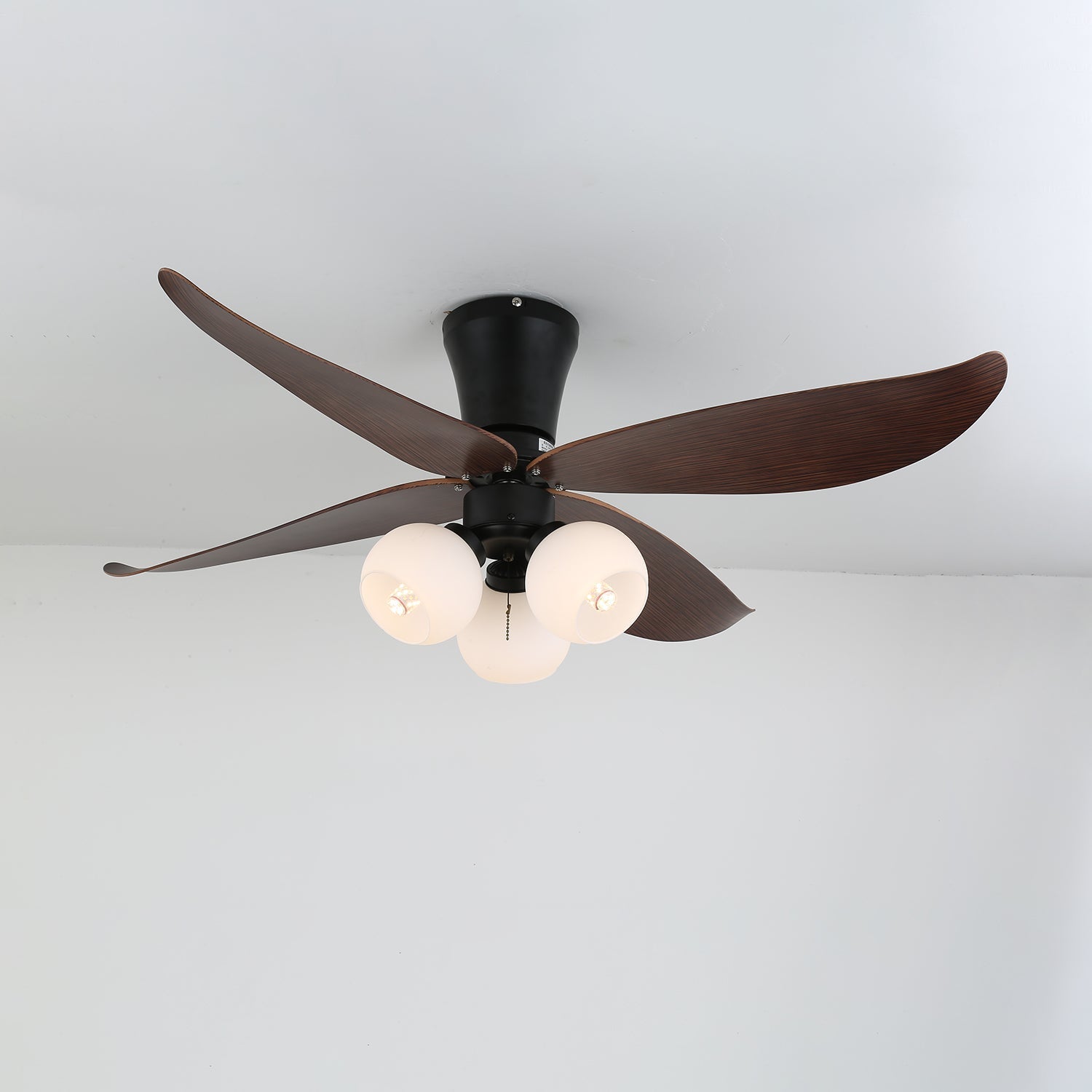 Lir Vintage Wood Glass Ceiling Fan Light-Neutral Decor