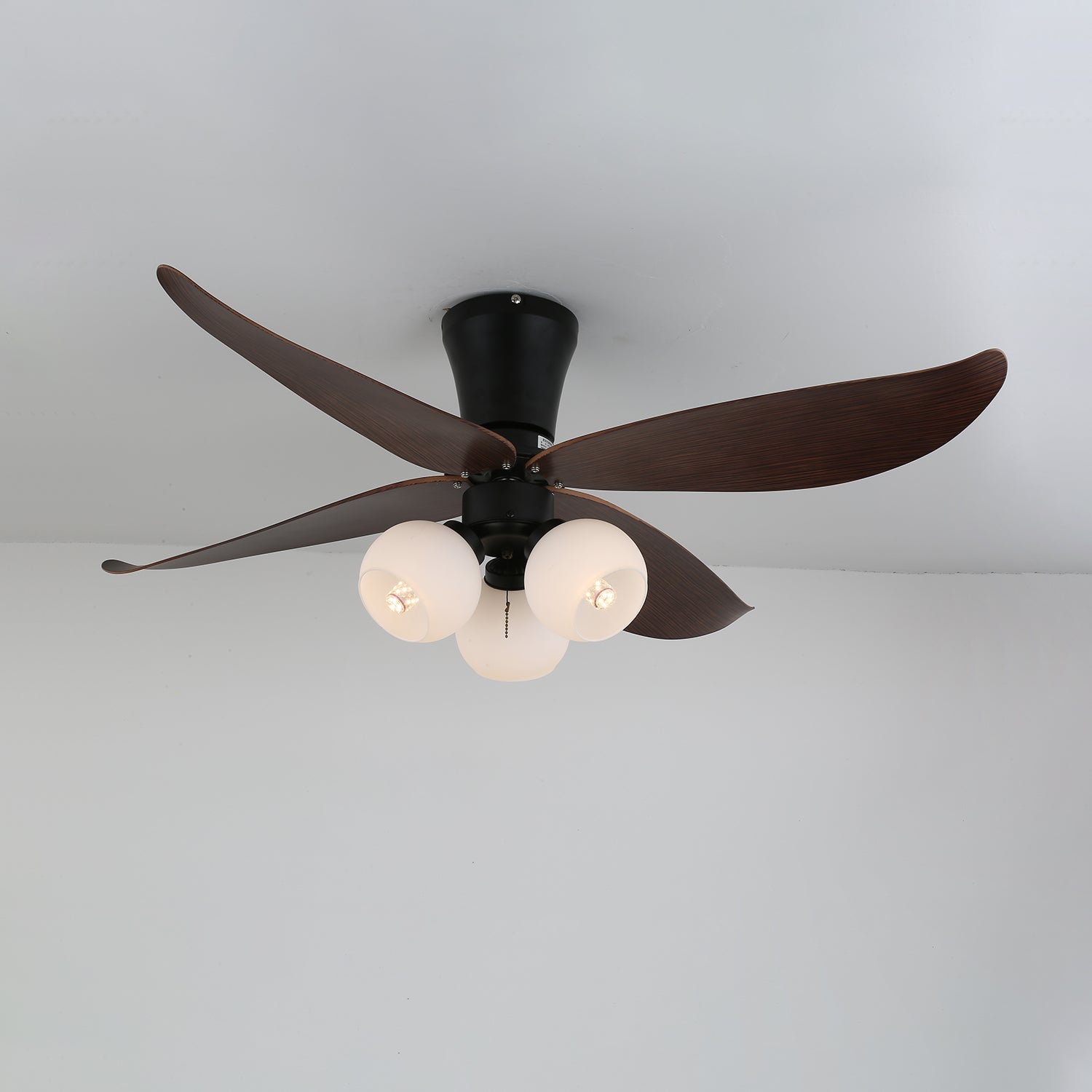 Lir Vintage Wood Glass Ceiling Fan Light-Neutral Decor