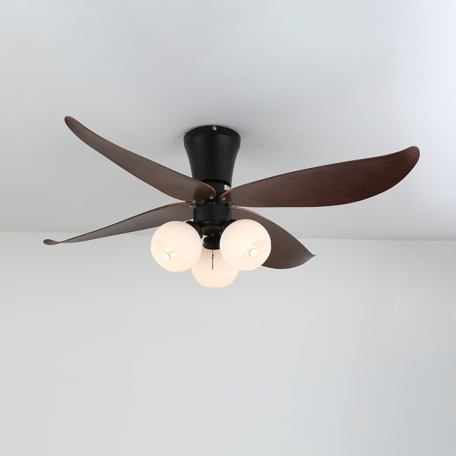Lir Vintage Wood Glass Ceiling Fan Light-Neutral Decor