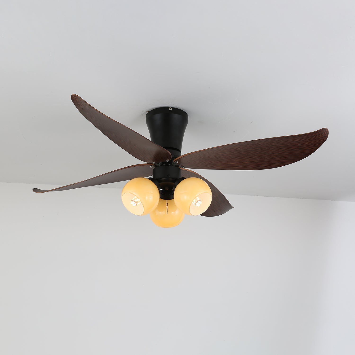 Lir Vintage Wood Glass Ceiling Fan Light-Neutral Decor