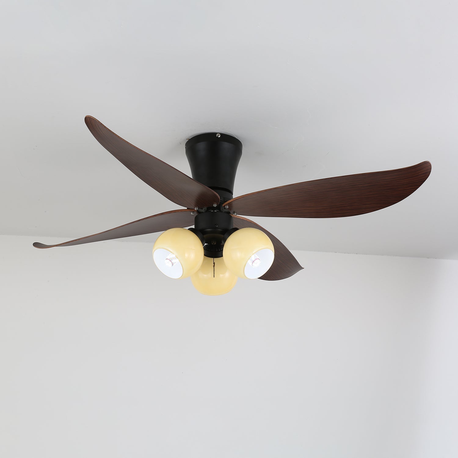 Lir Vintage Wood Glass Ceiling Fan Light-Neutral Decor