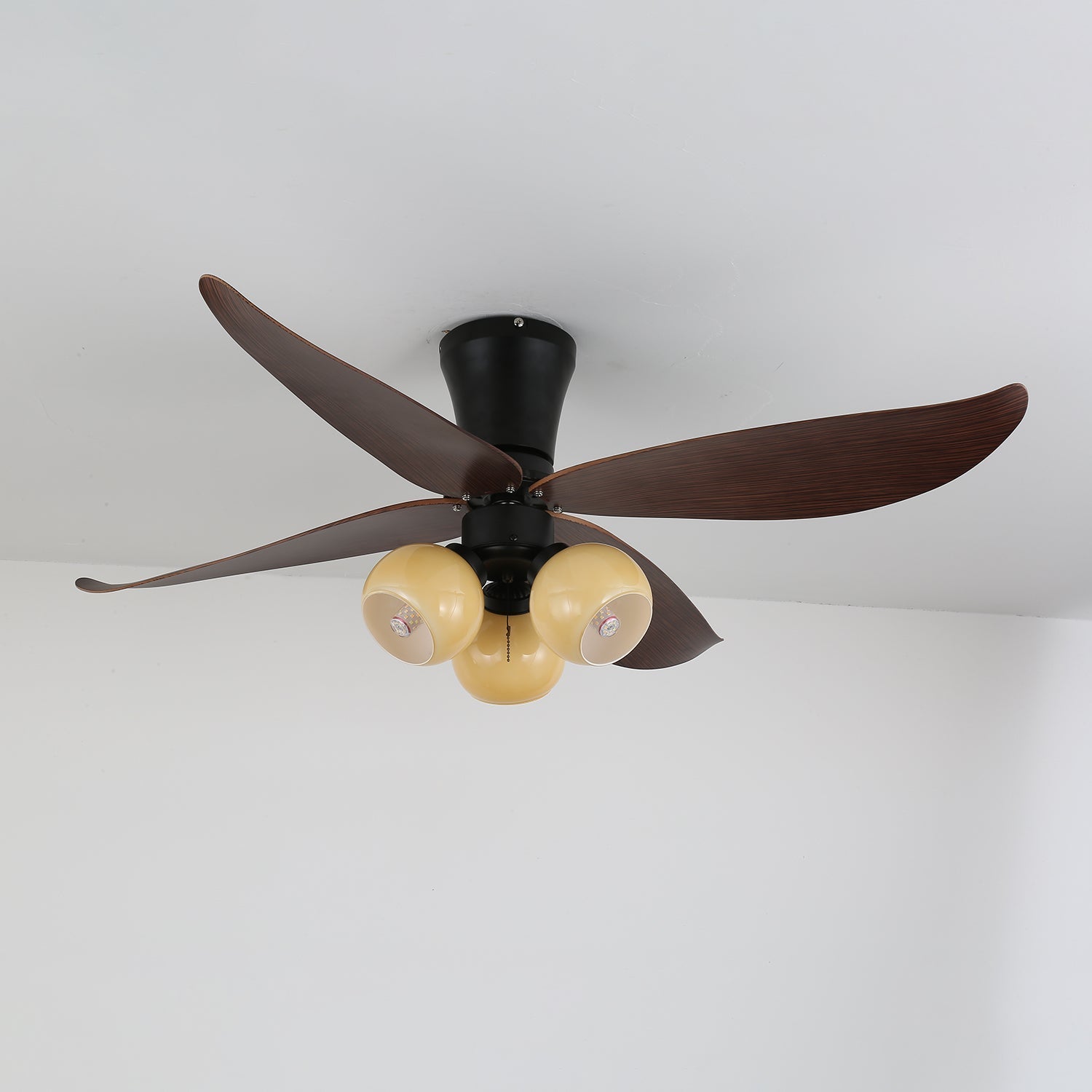 Lir Vintage Wood Glass Ceiling Fan Light-Neutral Decor