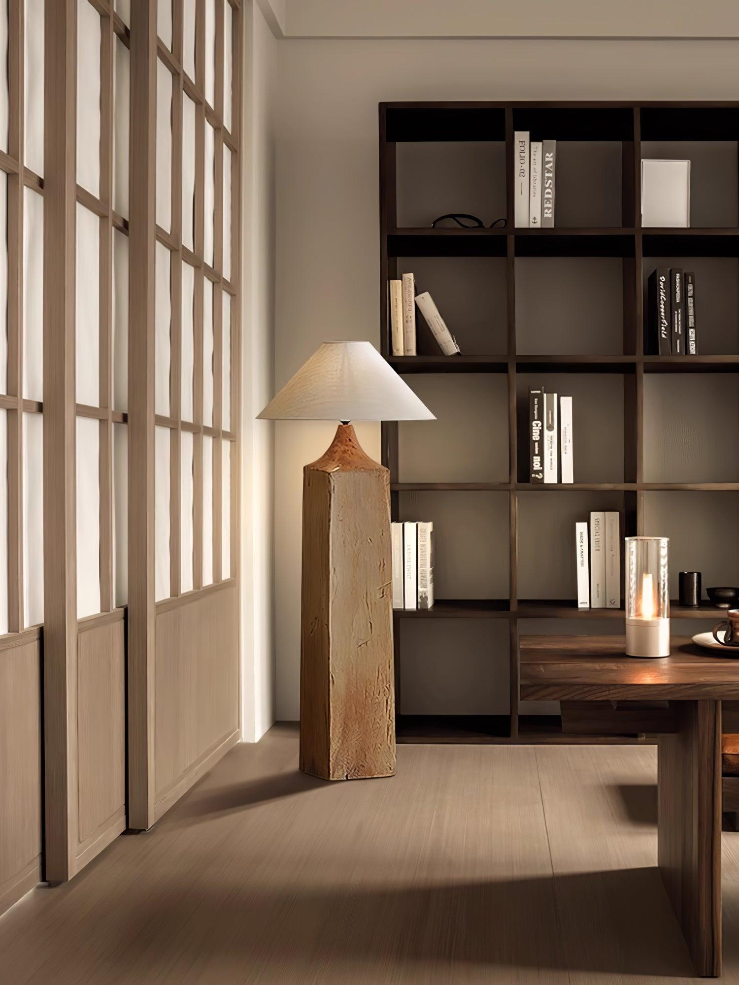 Rustica Timber Column Floor Lamp-Neutral Decor
