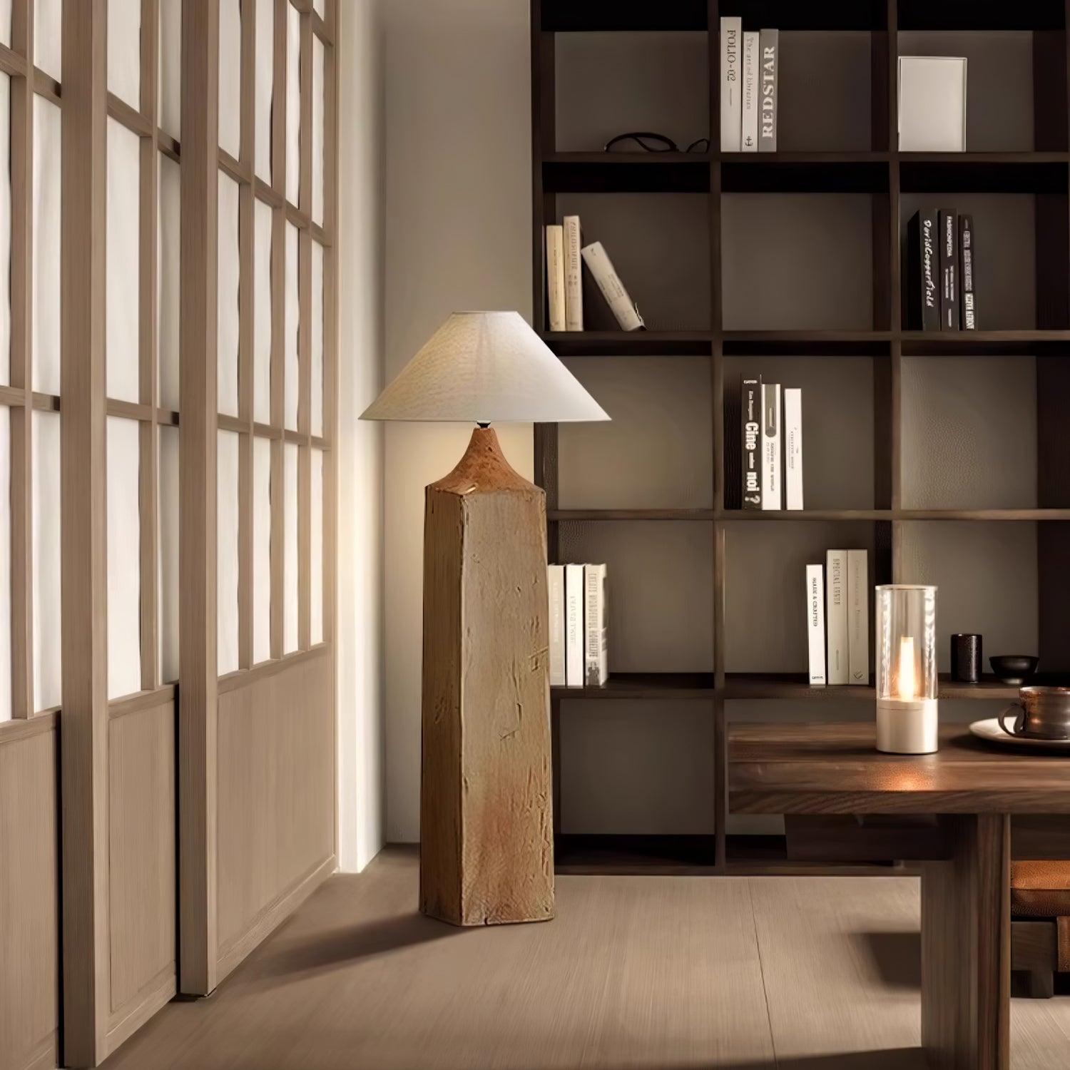 Rustica Timber Column Floor Lamp-Neutral Decor