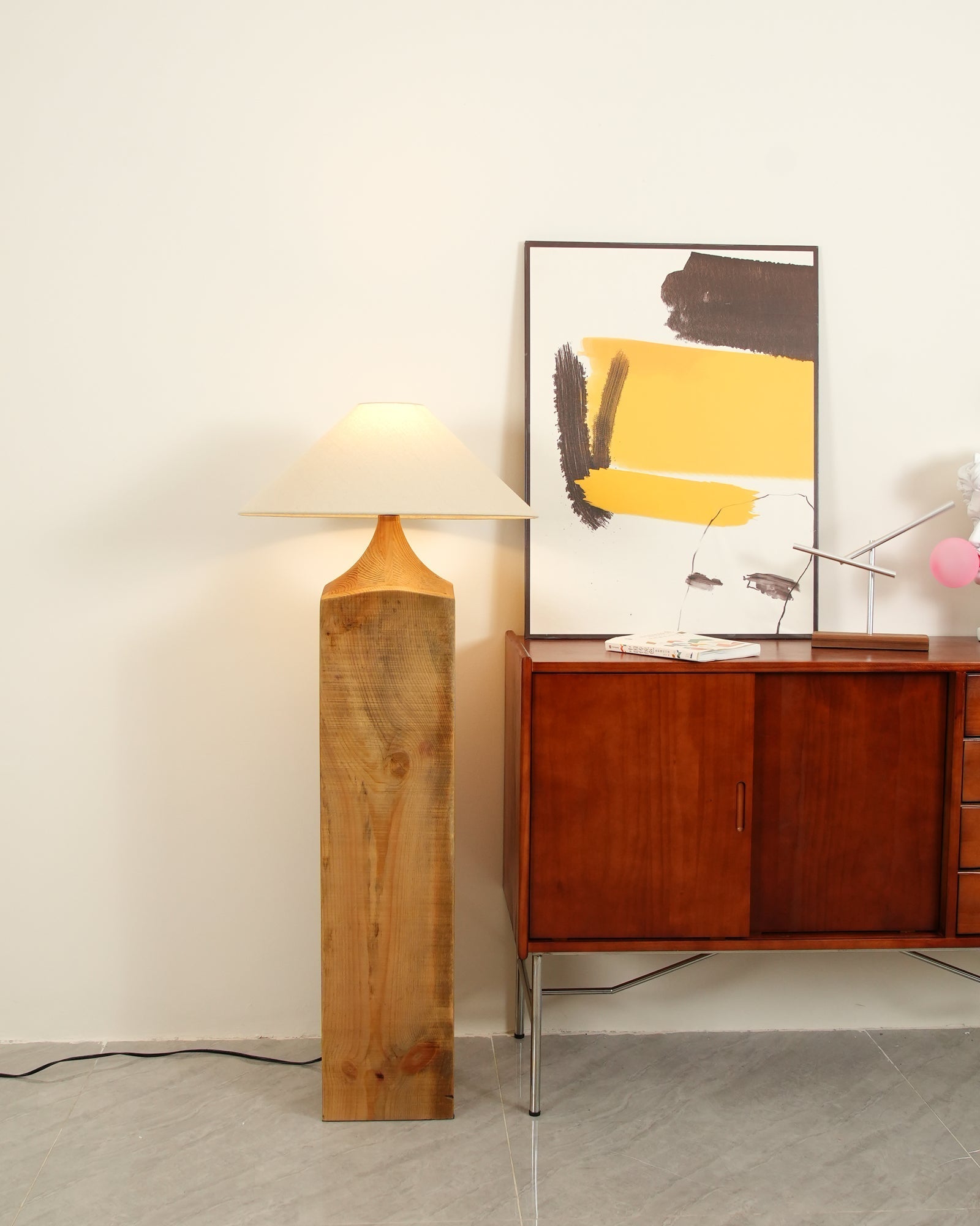 Rustica Timber Column Floor Lamp-Neutral Decor