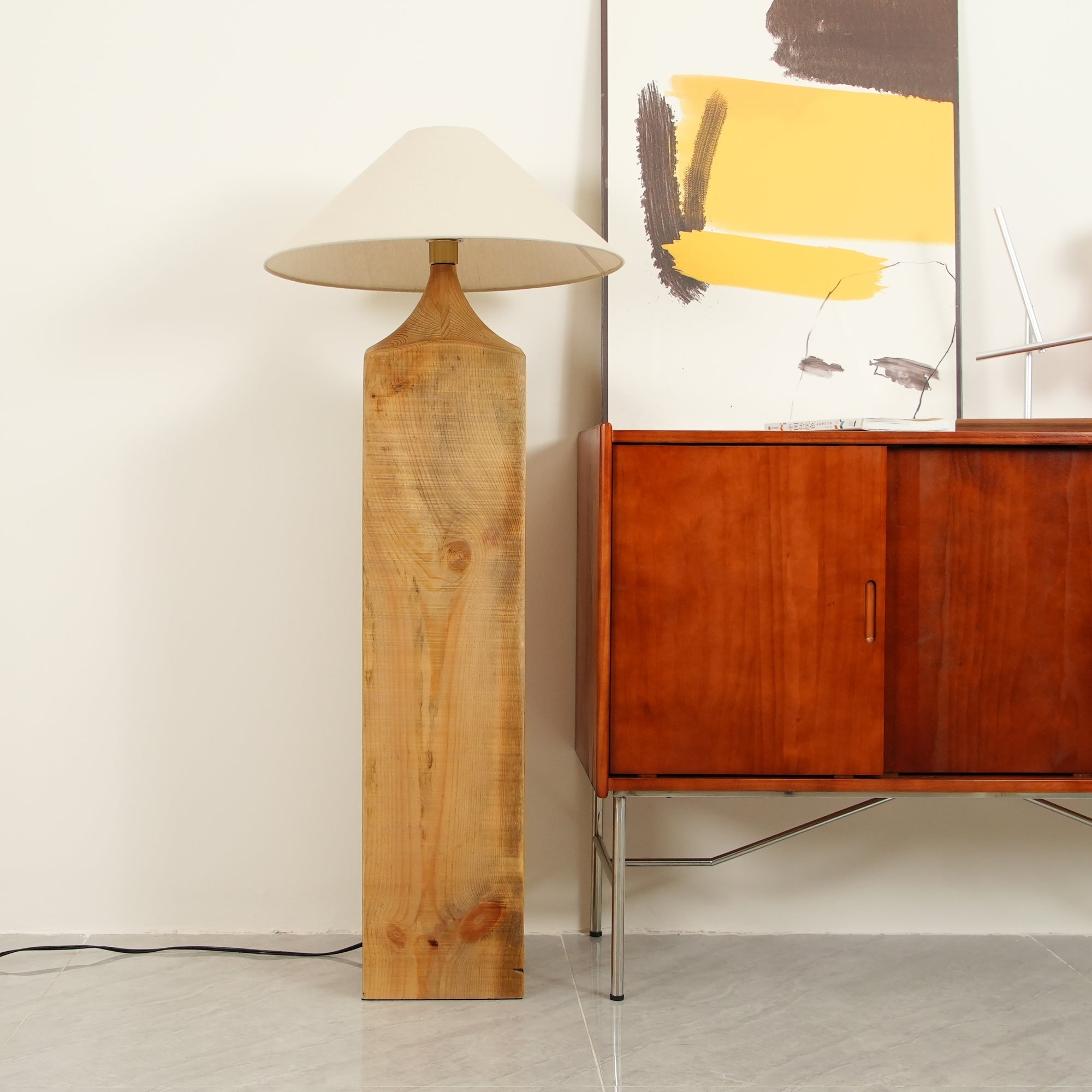 Rustica Timber Column Floor Lamp-Neutral Decor
