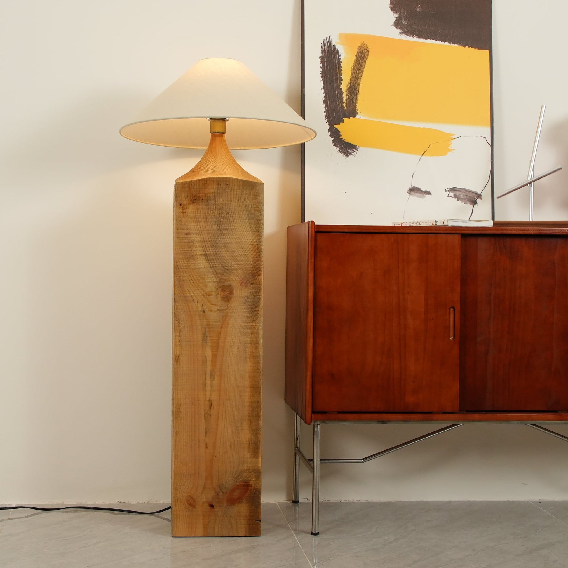 Rustica Timber Column Floor Lamp-Neutral Decor
