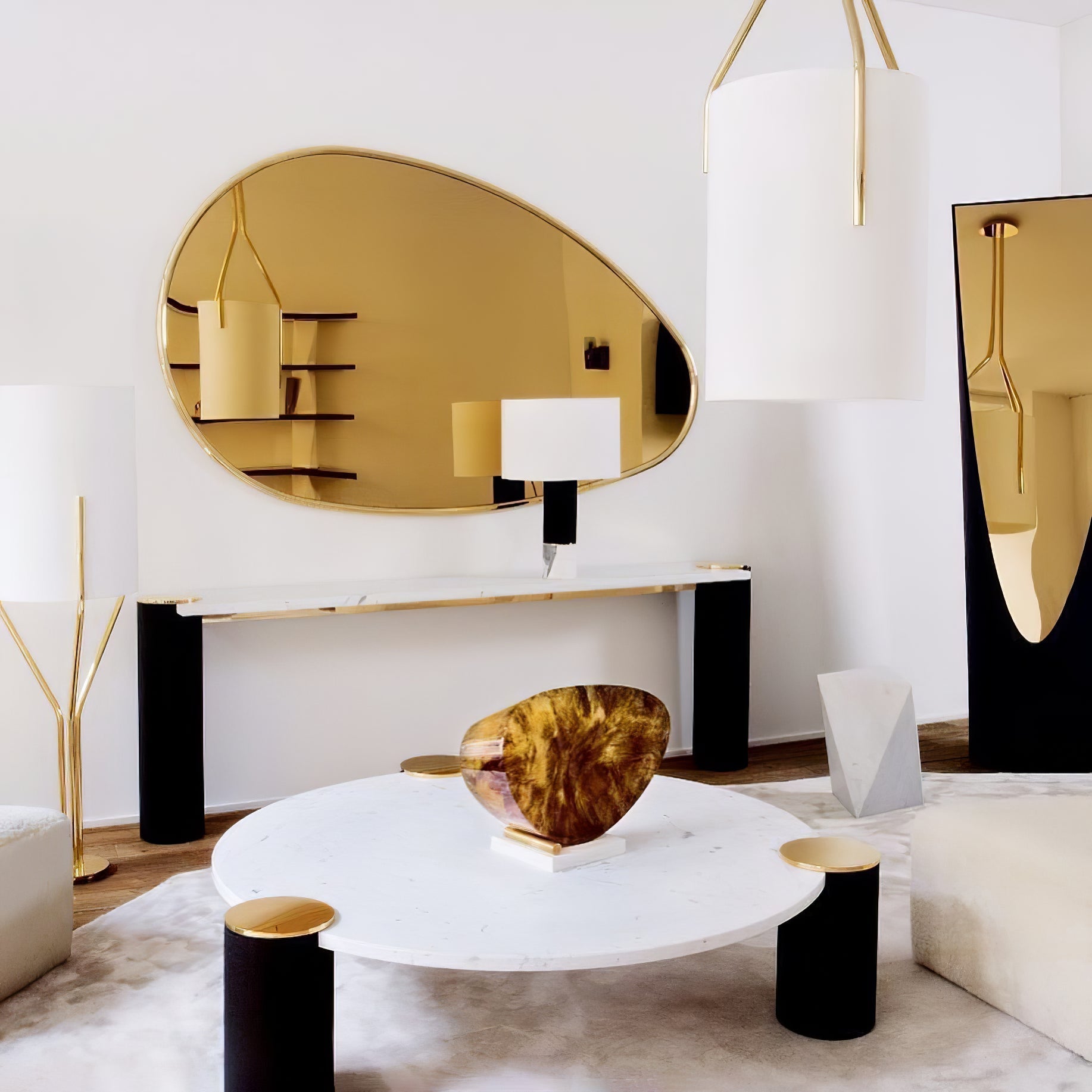 Evvynor Glam Brass Floor Lamp-Neutral Decor
