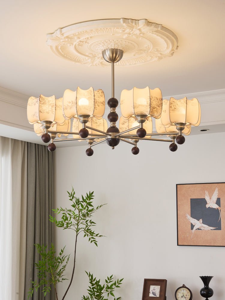Ephaos Elegance Vintage Floral Wood Chandelier-Neutral Decor