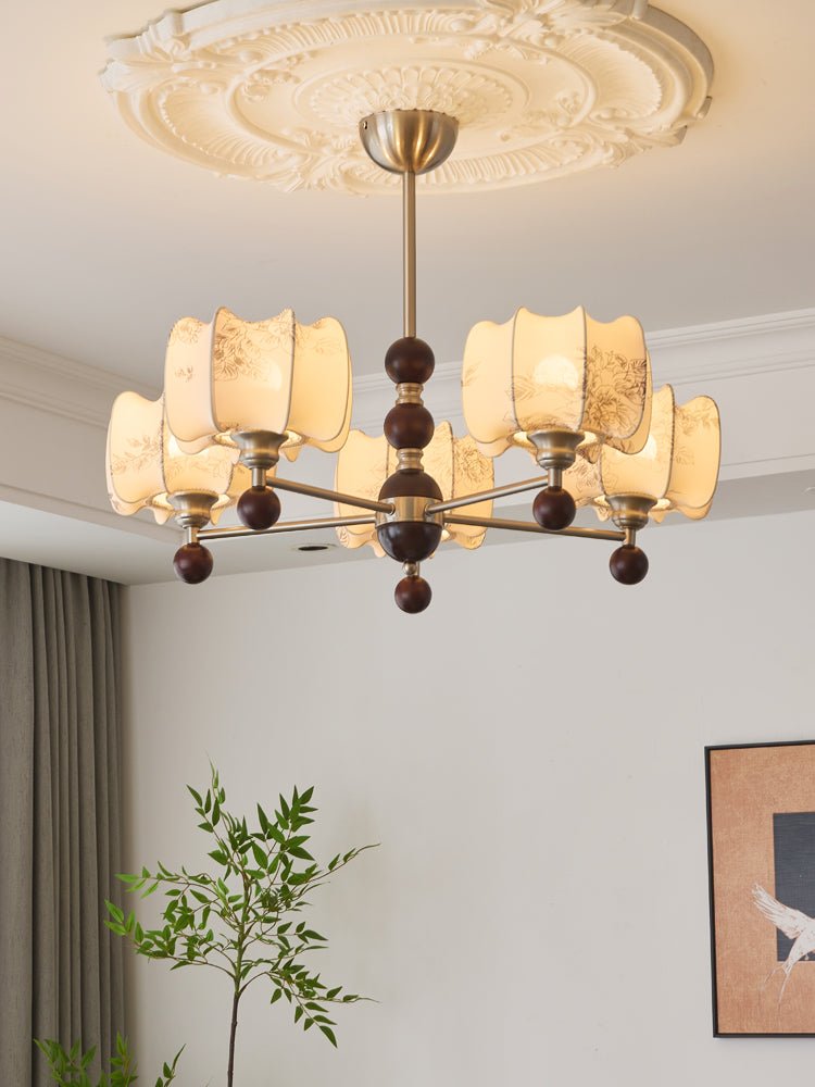 Ephaos Elegance Vintage Floral Wood Chandelier-Neutral Decor