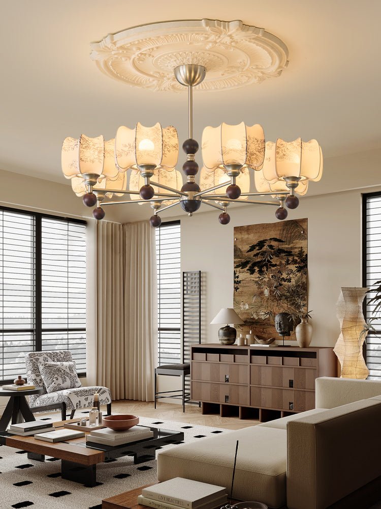 Ephaos Elegance Vintage Floral Wood Chandelier-Neutral Decor