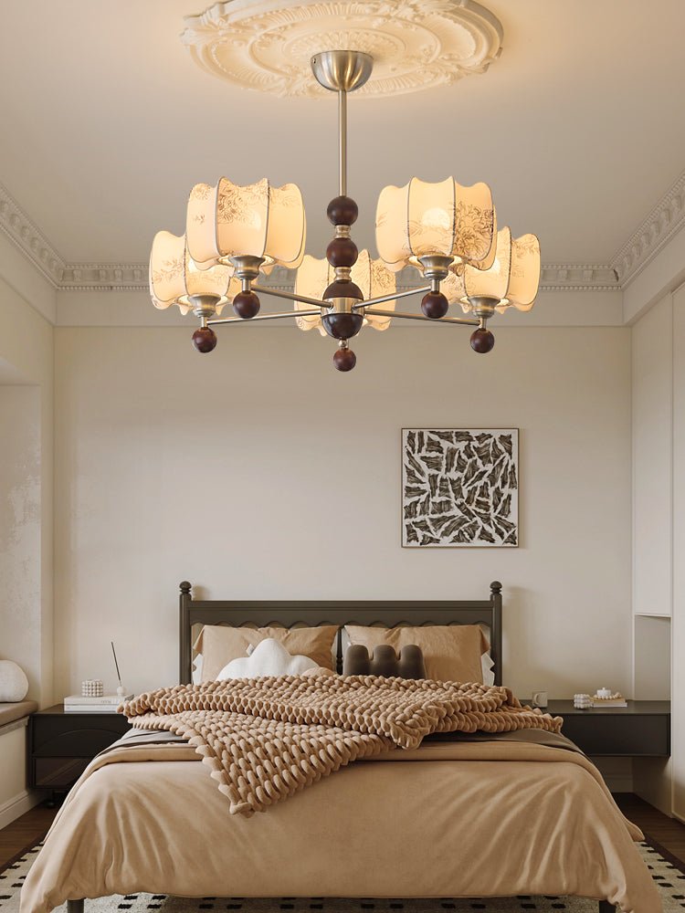 Ephaos Elegance Vintage Floral Wood Chandelier-Neutral Decor