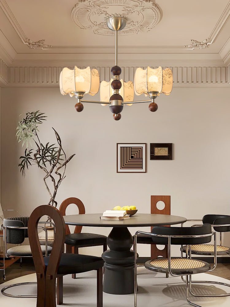 Ephaos Elegance Vintage Floral Wood Chandelier-Neutral Decor