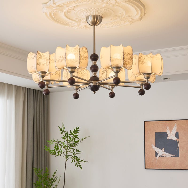 Ephaos Elegance Vintage Floral Wood Chandelier-Neutral Decor