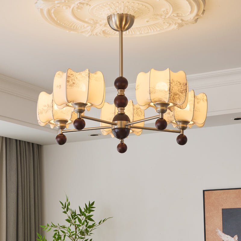 Ephaos Elegance Vintage Floral Wood Chandelier-Neutral Decor