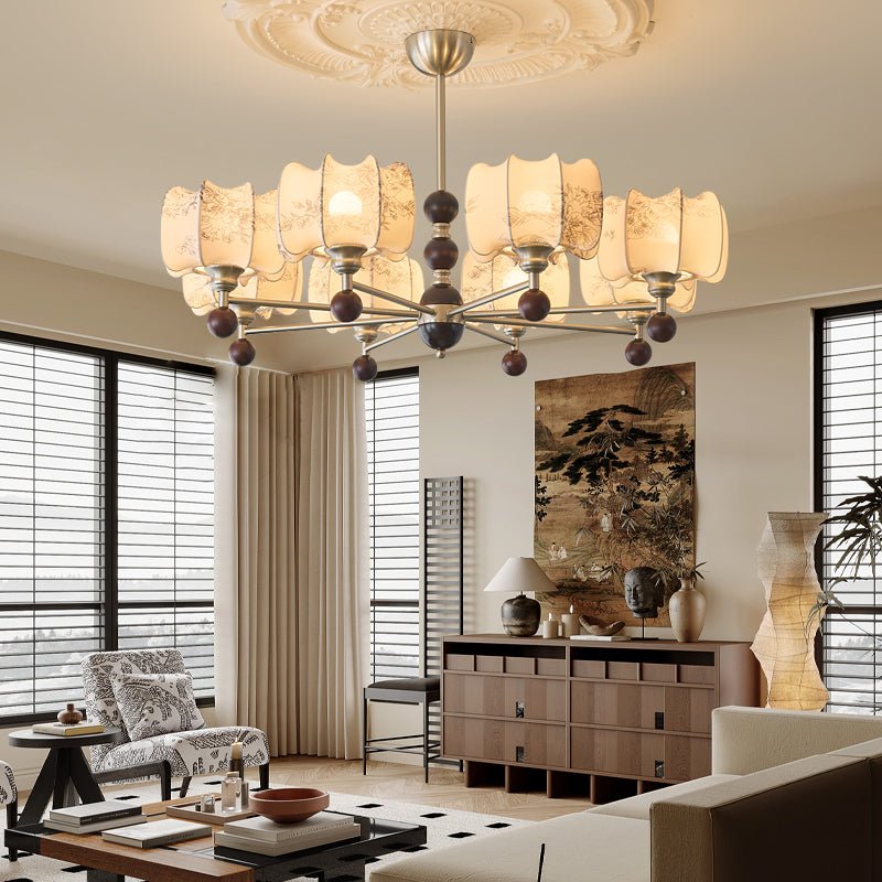 Ephaos Elegance Vintage Floral Wood Chandelier-Neutral Decor