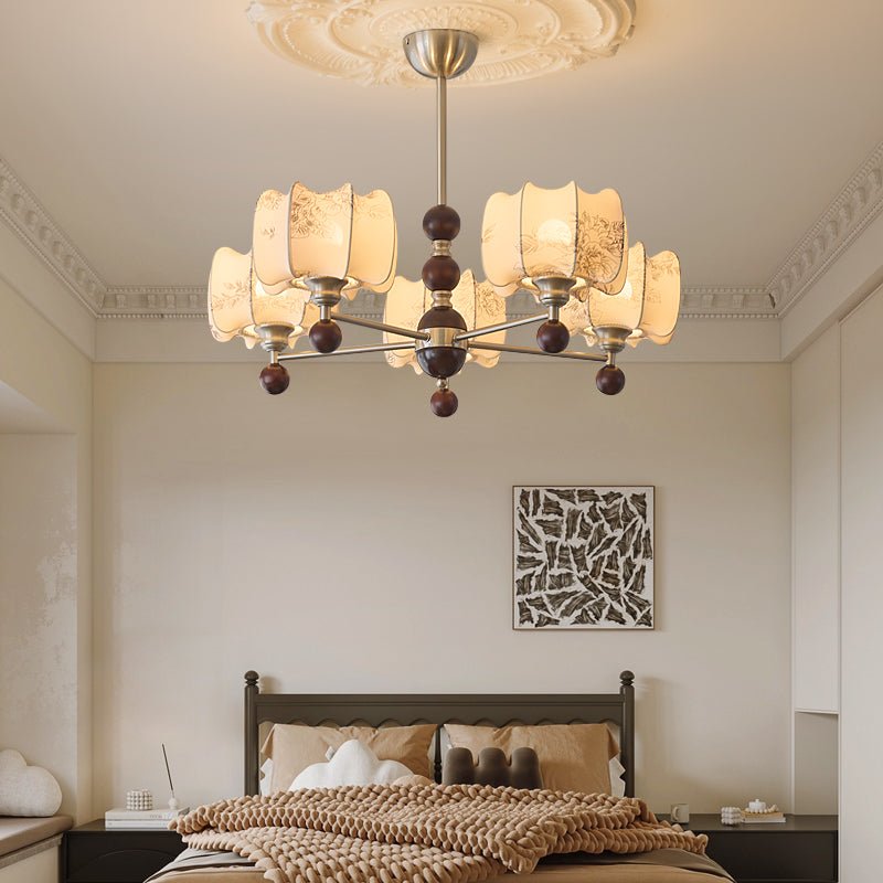 Ephaos Elegance Vintage Floral Wood Chandelier-Neutral Decor
