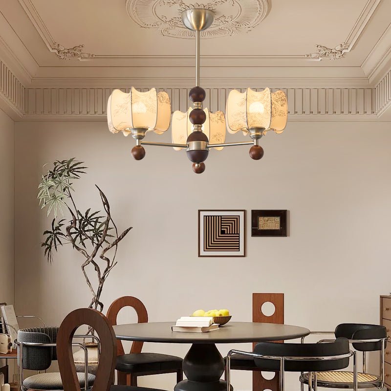 Ephaos Elegance Vintage Floral Wood Chandelier-Neutral Decor