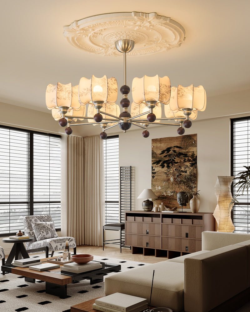 Ephaos Elegance Vintage Floral Wood Chandelier-Neutral Decor