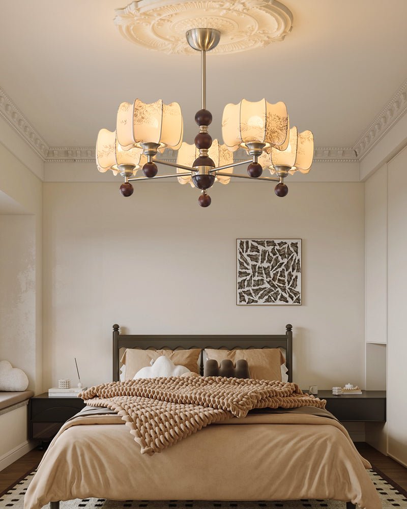 Ephaos Elegance Vintage Floral Wood Chandelier-Neutral Decor