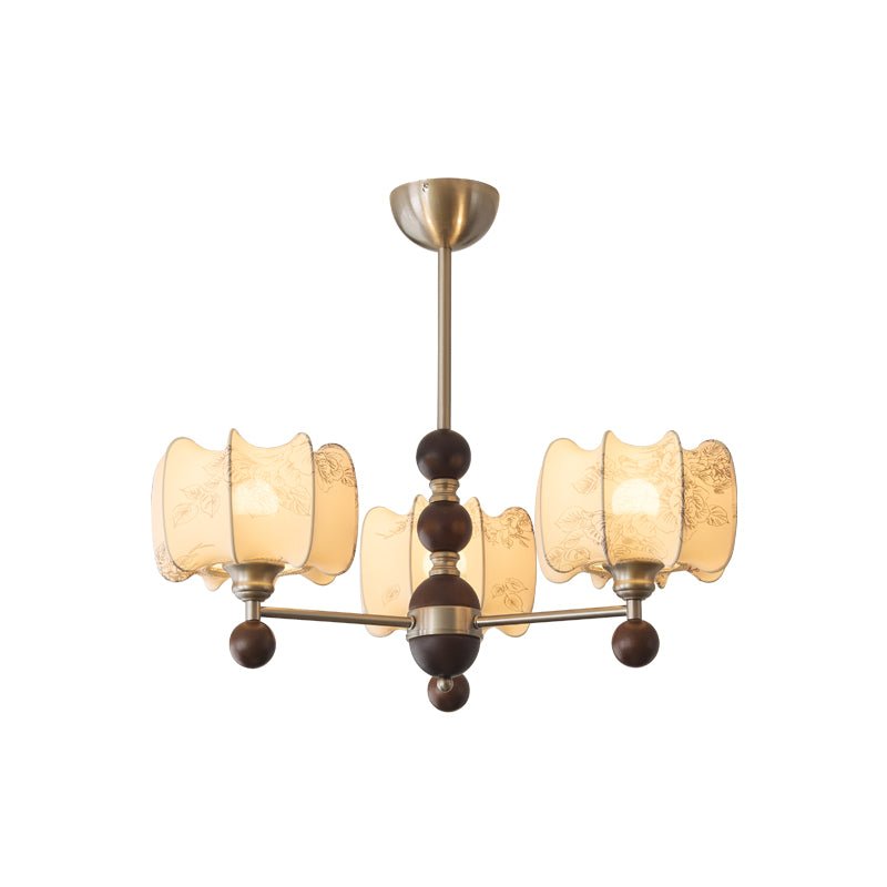 Ephaos Elegance Vintage Floral Wood Chandelier-Neutral Decor