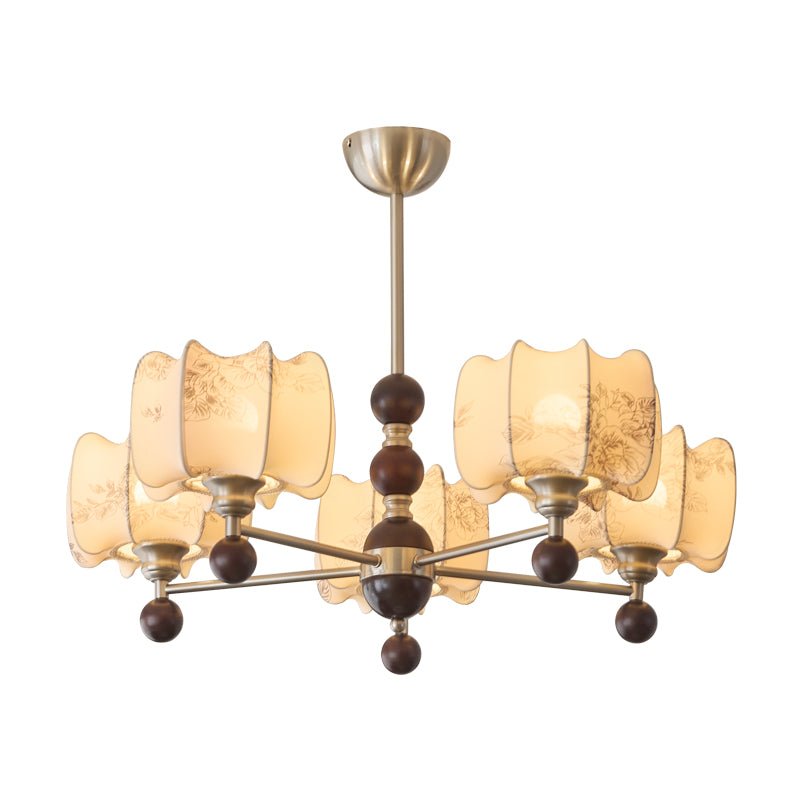 Ephaos Elegance Vintage Floral Wood Chandelier-Neutral Decor