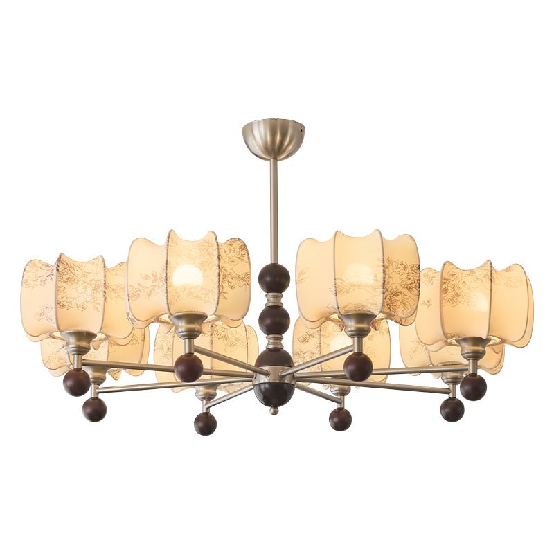 Ephaos Elegance Vintage Floral Wood Chandelier-Neutral Decor