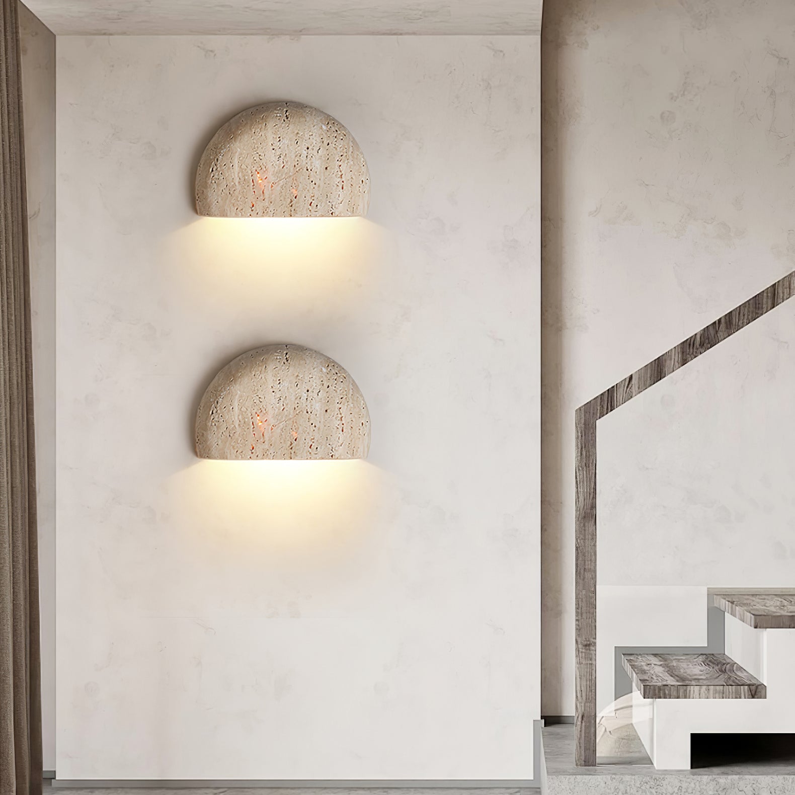 Noxel Half Moon Travertine Wall Light-Neutral Decor
