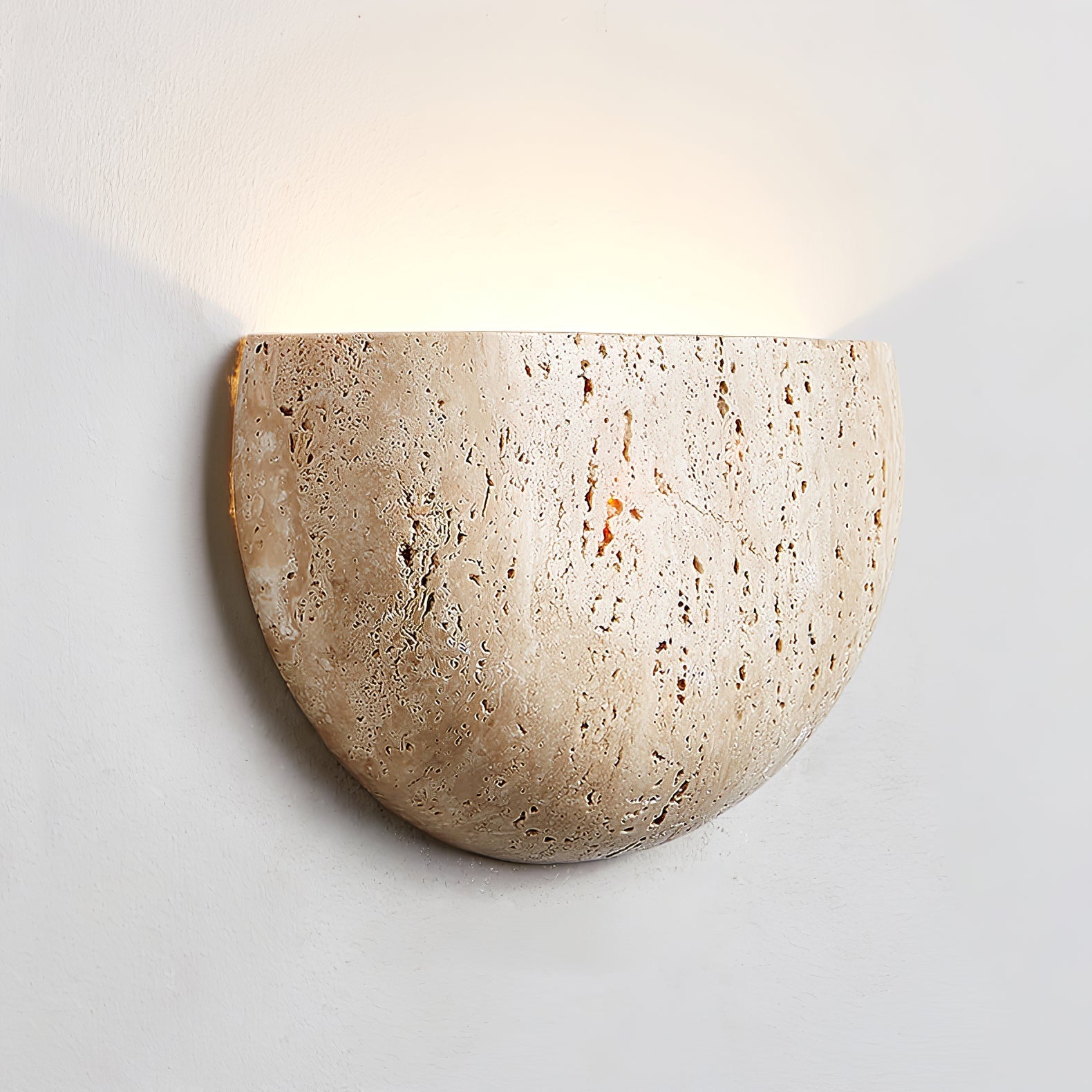 Armarel Half Moon Travertine Wall Light-Neutral Decor